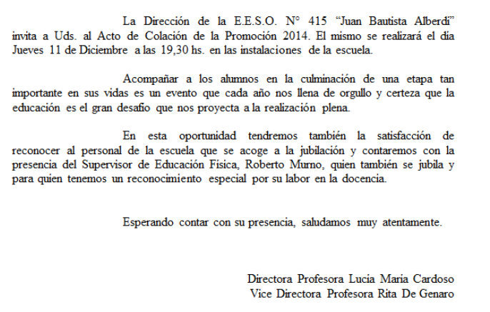 Escuela acto invitacin