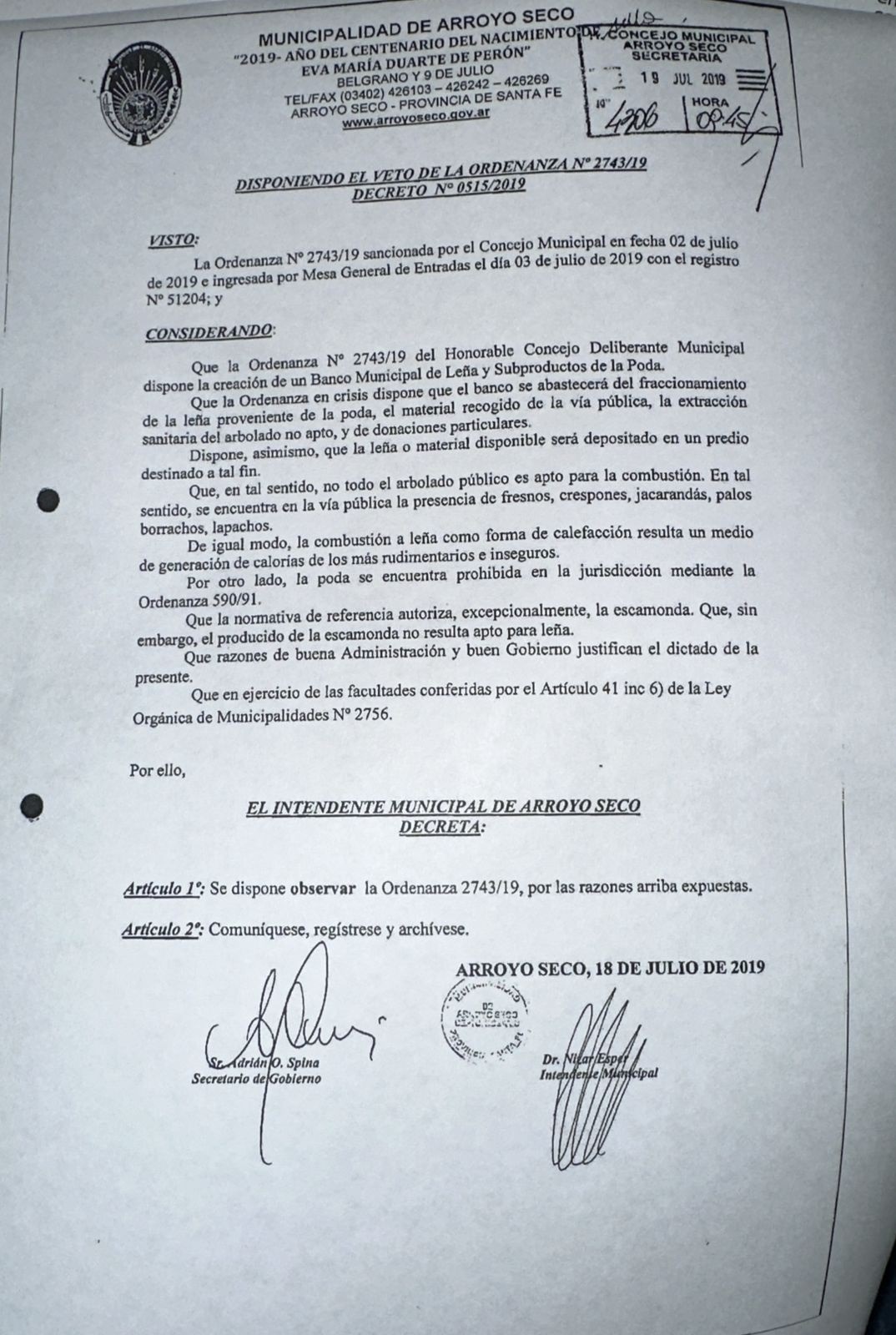 Veto Ordenanza