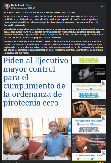captura pantalla posteo Tonelli
