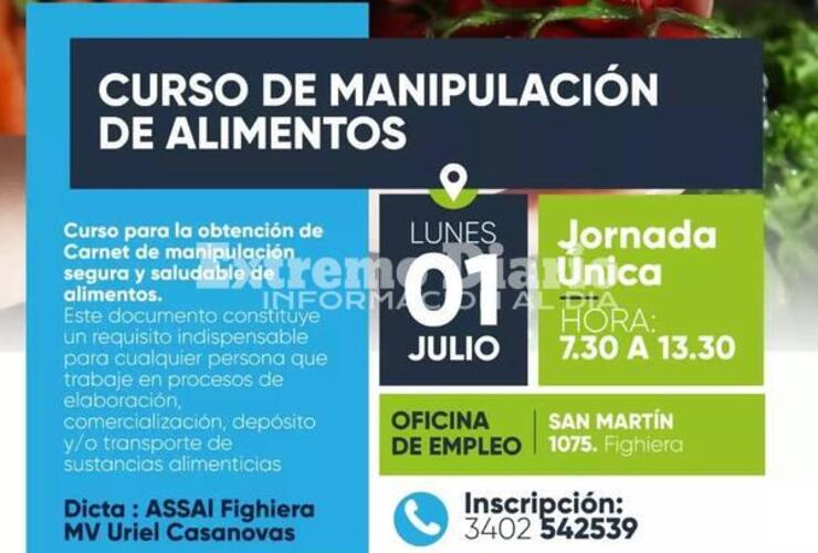 Imagen de Curso de manipulación segura y saludable de alimentos en Fighiera