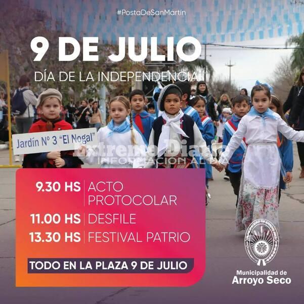 Imagen de 9 de julio: Triple cita por el D&iacute;a de la Independencia y el 136&deg; aniversario de Arroyo Seco