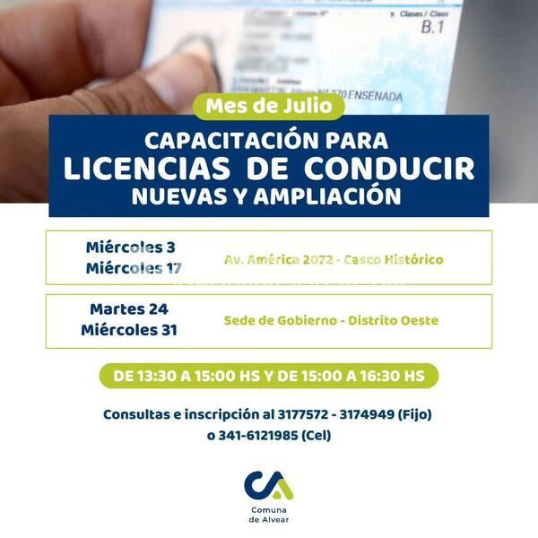 Imagen de Julio: Nuevas fechas de capacitaciones para la obtenci&oacute;n del carnet de conducir en Alvear