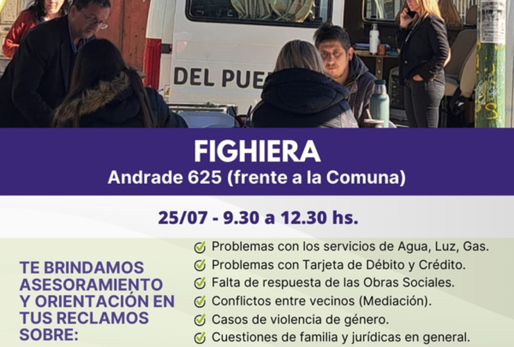 Imagen de La Oficina Móvil de la Defensoría del Pueblo nuevamente en Fighiera