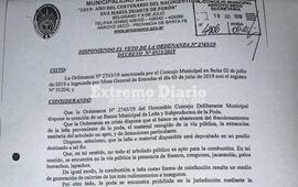 La ordenanza presentada oportunamente, fue vetada por el ex intendente Esper.