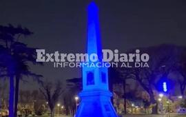 Imagen de La plaza 9 de julio se visti&oacute; de azul por el D&iacute;a Mundial de la Prevenci&oacute;n de los Ahogamientos