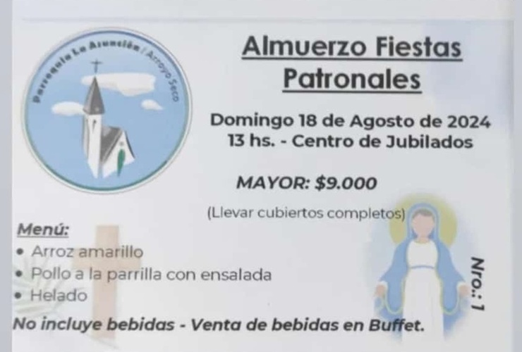 Imagen de Almuerzo Fiestas Patronales en Arroyo Seco