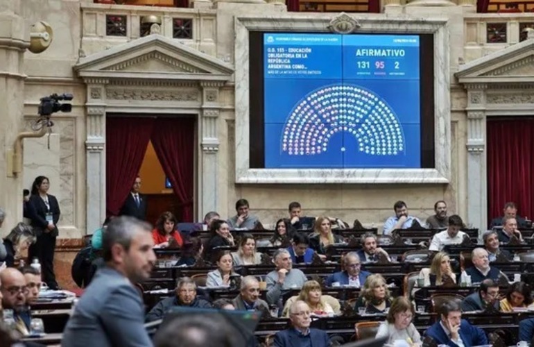 La C&aacute;mara de Diputados a pleno en la media sanci&oacute;n de la ley que declara a la educaci&oacute;n como servicio esencial. Foto: NA