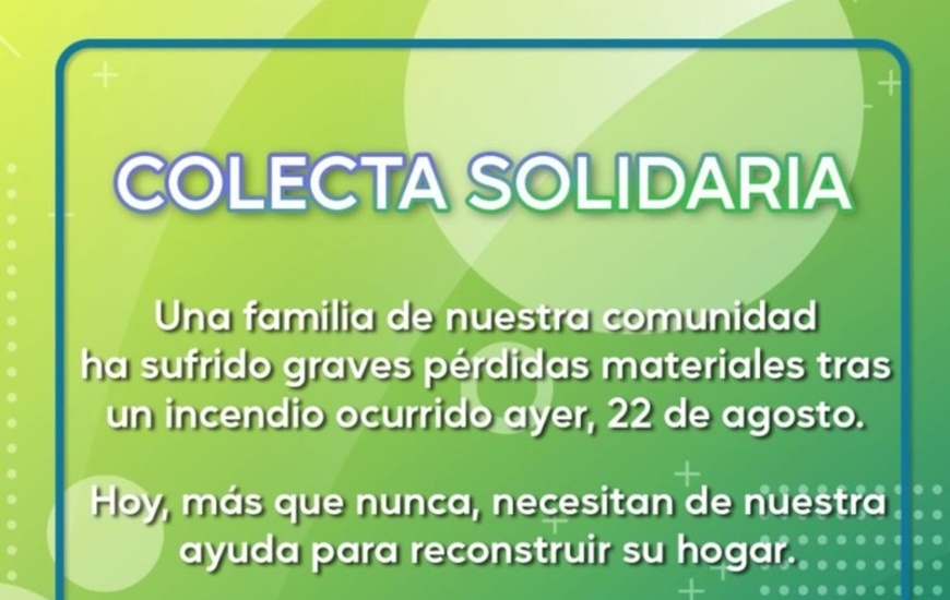 Imagen de Colecta solidaria para una familia que perdi&oacute; todo en un incendio