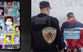 El celular de la se&ntilde;o y el detenido tras la entrega controlada. (URII)