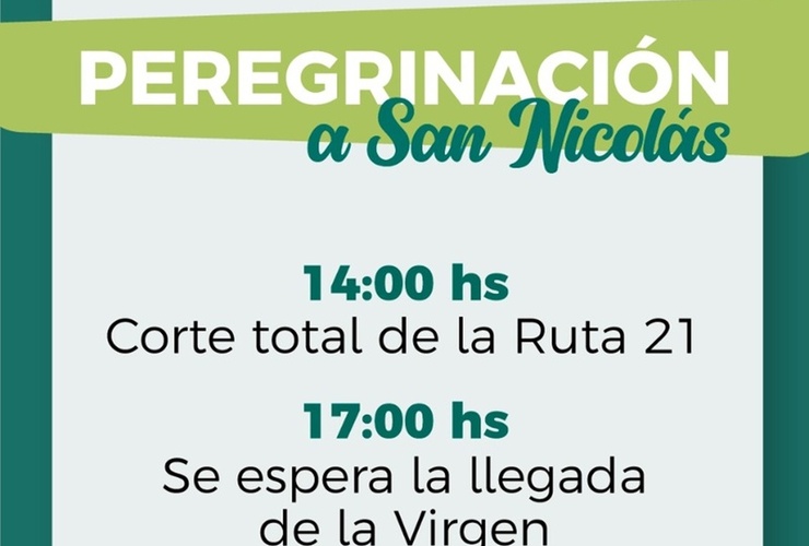 Imagen de Pueblo Esther anuncia cortes de tránsito y desvíos por la Peregrinación a San Nicolás