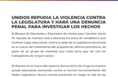 Imagen de Unidos repudia la violencia contra la Legislatura y hará la denuncia penal para investigar los hechos