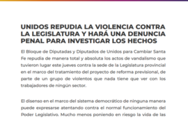 Imagen de Unidos repudia la violencia contra la Legislatura y hará la denuncia penal para investigar los hechos