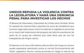 Imagen de Unidos repudia la violencia contra la Legislatura y har&aacute; la denuncia penal para investigar los hechos