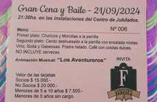 Imagen de "Gran Cena y Baile" en el Centro de Jubilados