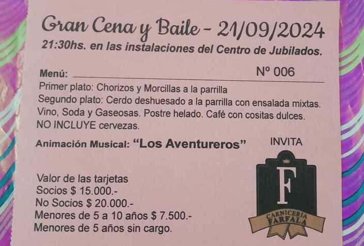 Imagen de "Gran Cena y Baile" en el Centro de Jubilados