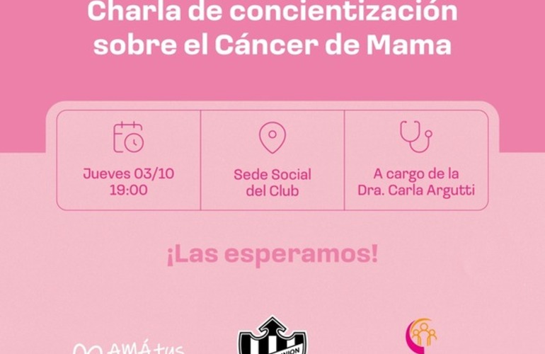 Imagen de Charla de concientización sobre el cáncer de mama en el Club Atlético Unión