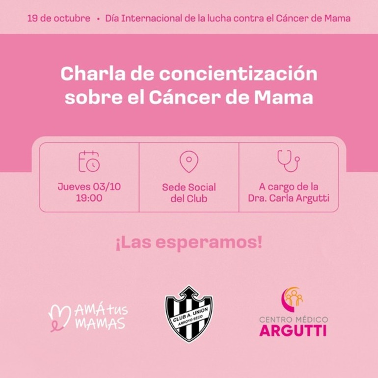 Imagen de Charla de concientización sobre el cáncer de mama en el Club Atlético Unión