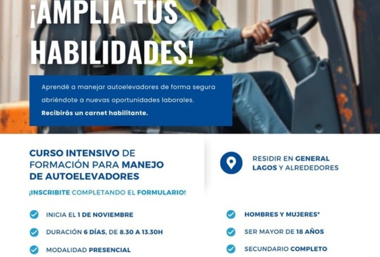 Imagen de Capacitación gratuita en manejo de autoelevadores en General Lagos