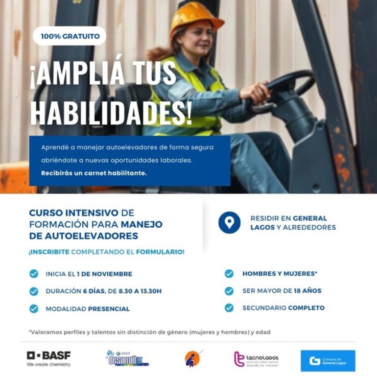 Imagen de Capacitación gratuita en manejo de autoelevadores en General Lagos