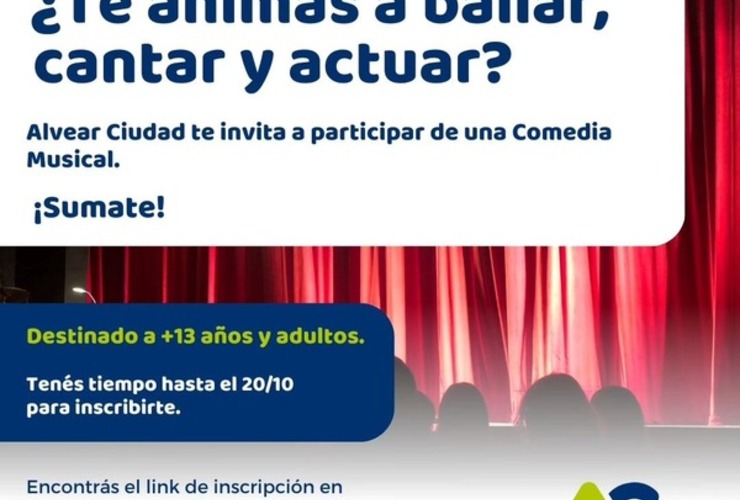 Imagen de Alvear te invita a participar de una Comedia Musical