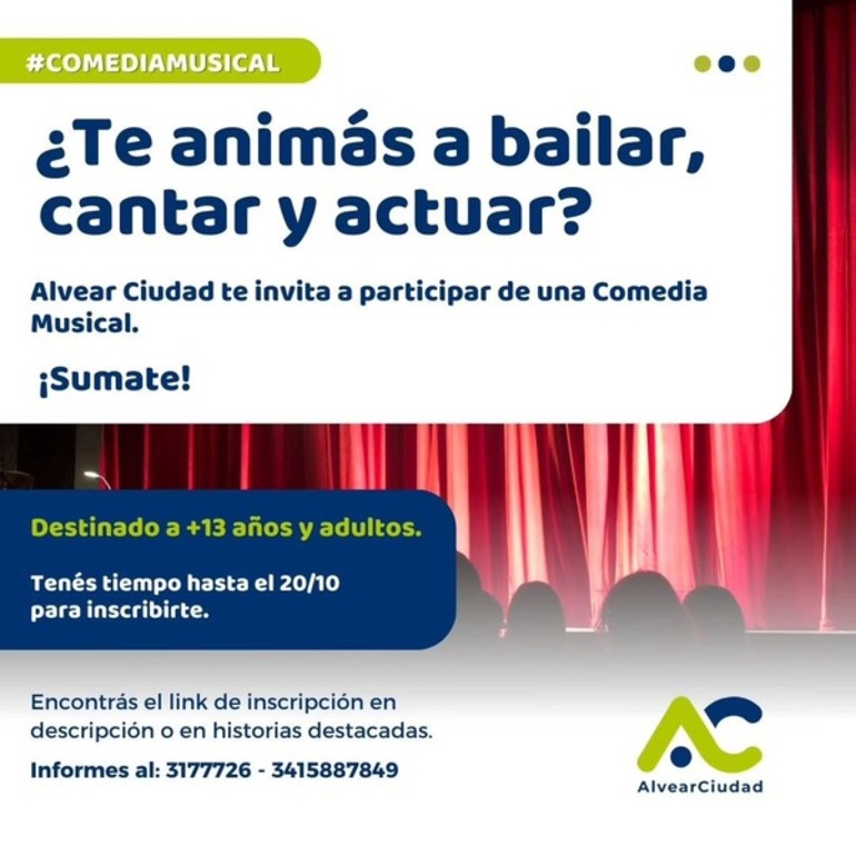 Imagen de Alvear te invita a participar de una Comedia Musical