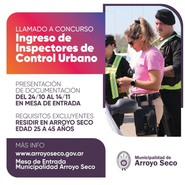 Imagen de ¡Llamado a concurso!: Ingreso de inspectores de Control Urbano