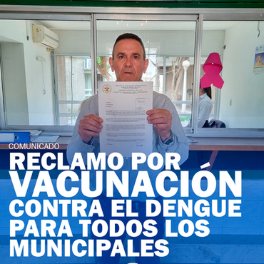 Imagen de Sindicato de Trabajadores Municipales solicita prioridad de vacunación contra el dengue para sus empleados