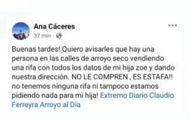La publicaci&oacute;n que la mam&aacute; hizo en Facebook para advertir a los vecinos.