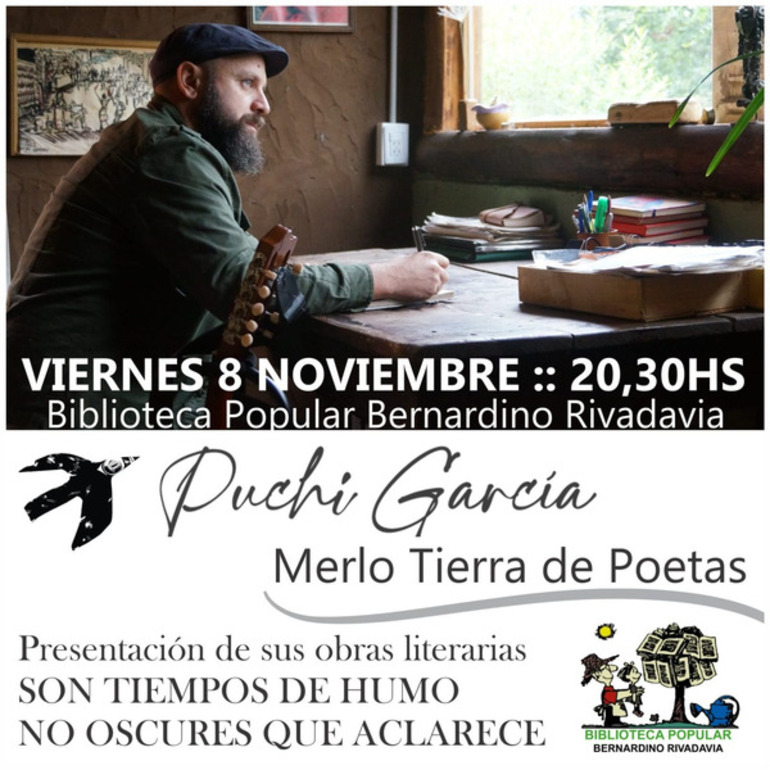 Imagen de Puchi García y la presentación de sus obras literarias