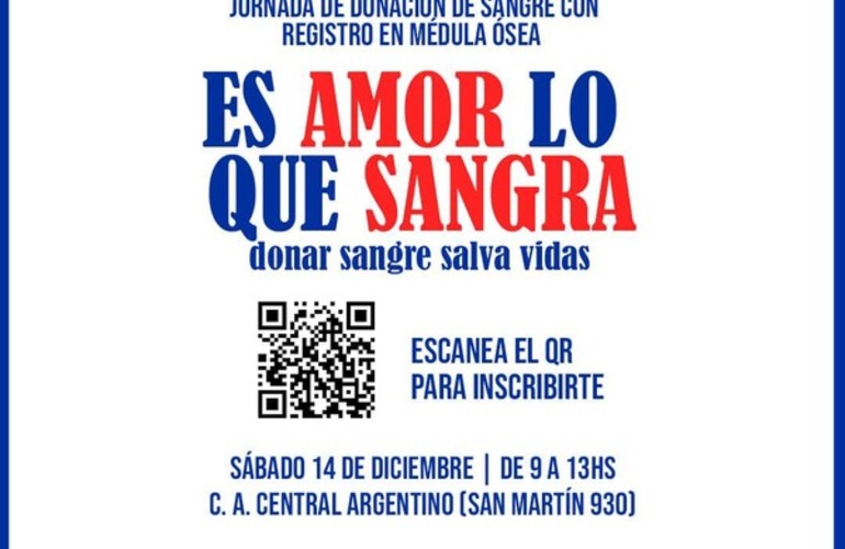 Imagen de Jornada Solidaria de Donación de Sangre y Registro de Médula Ósea en Central Argentino