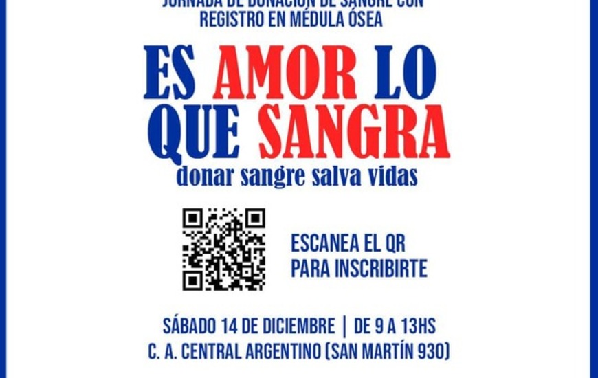 Imagen de Jornada Solidaria de Donación de Sangre y Registro de Médula Ósea en Central Argentino