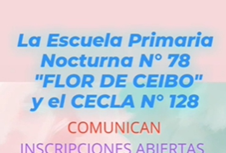 Imagen de La Escuela Primaria Nocturna N° 78 y el CECLA N° 128 abren inscripciones para jóvenes y adultos