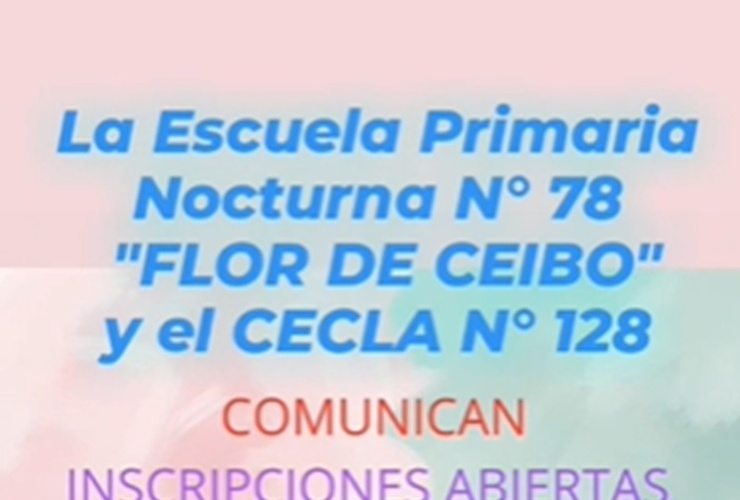 Imagen de La Escuela Primaria Nocturna N&deg; 78 y el CECLA N&deg; 128 abren inscripciones para j&oacute;venes y adultos