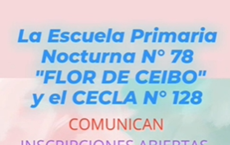 Imagen de La Escuela Primaria Nocturna N° 78 y el CECLA N° 128 abren inscripciones para jóvenes y adultos