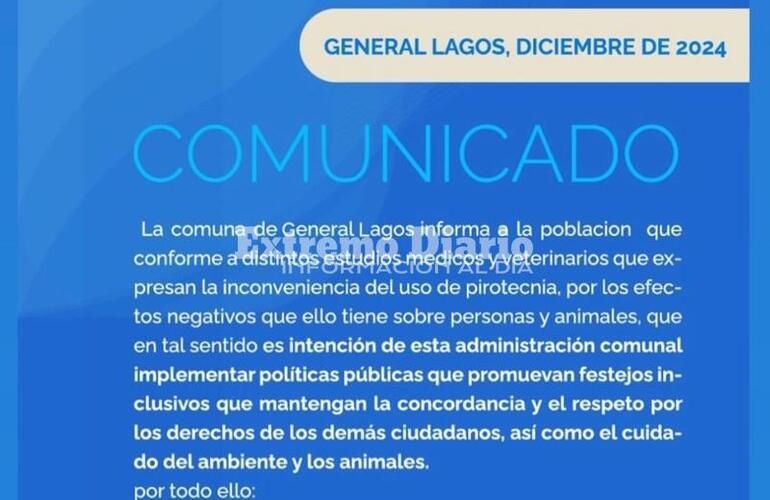 Imagen de General Lagos avanza hacia festejos inclusivos sin pirotecnia