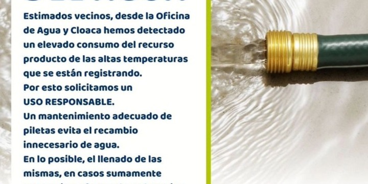 Imagen de Solicitan uso responsable del agua ante el aumento del consumo