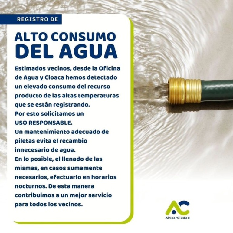 Imagen de Solicitan uso responsable del agua ante el aumento del consumo