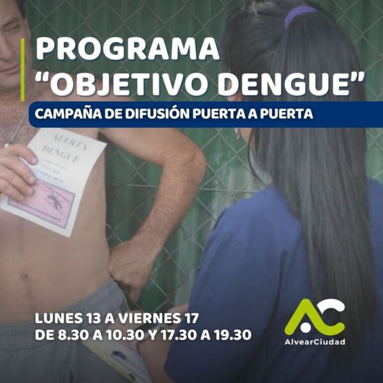 Imagen de Alvear lanza campaña de prevención del dengue con visitas puerta a puerta