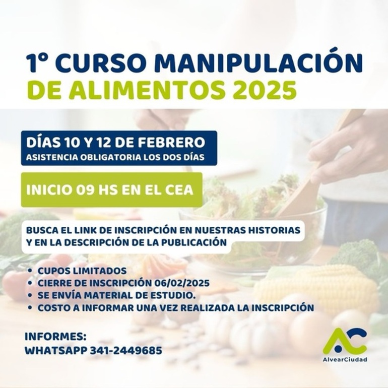 Imagen de Curso de manipulación de alimentos en Alvear