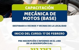 Imagen de La Comuna de Alvear abre inscripciones para curso de mecanica de motos