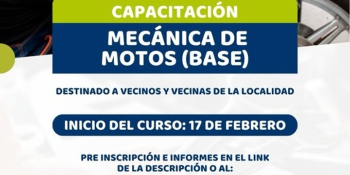 Imagen de La Comuna de Alvear abre inscripciones para curso de mecanica de motos