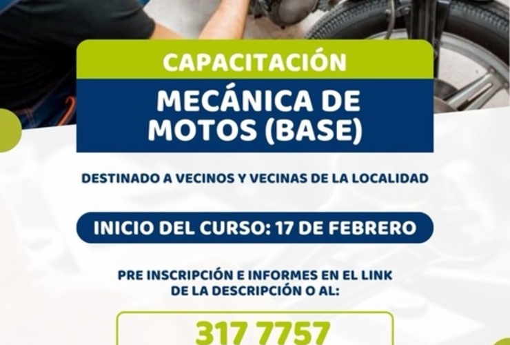 Imagen de La Comuna de Alvear abre inscripciones para curso de mecanica de motos