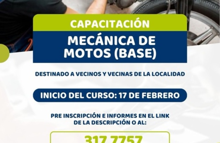 Imagen de La Comuna de Alvear abre inscripciones para curso de mecanica de motos