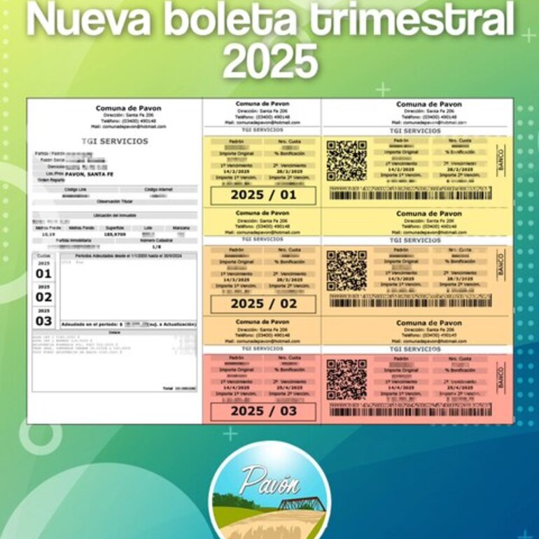 Imagen de Pavón implementa un nuevo formato de boletas para la Tasa General de Inmuebles