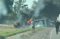 Incendio en la ruta 34 por el choque de dos camiones. Hay dos víctimas fatales