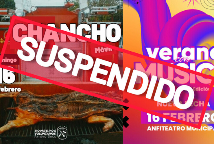 El Chancho Móvil (Bomberos) y la 2° edición de Verano con Música (Municipalidad), interrumpidas por el mal tiempo.
