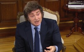 Milei este lunes en el canal de noticias TN. (Captura TV)