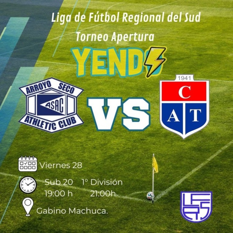 Imagen de A.S.A.C. y C.A.T. se enfrentan en la fecha 1 del Torneo Apertura de la Liga Regional del Sud.