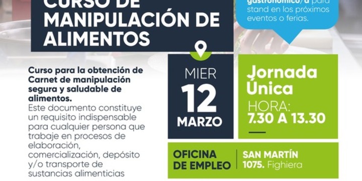 Imagen de Curso de manipulación segura de alimentos en Fighiera