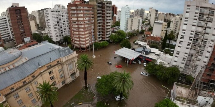 Temporal e inundación en Bahía Blanca.